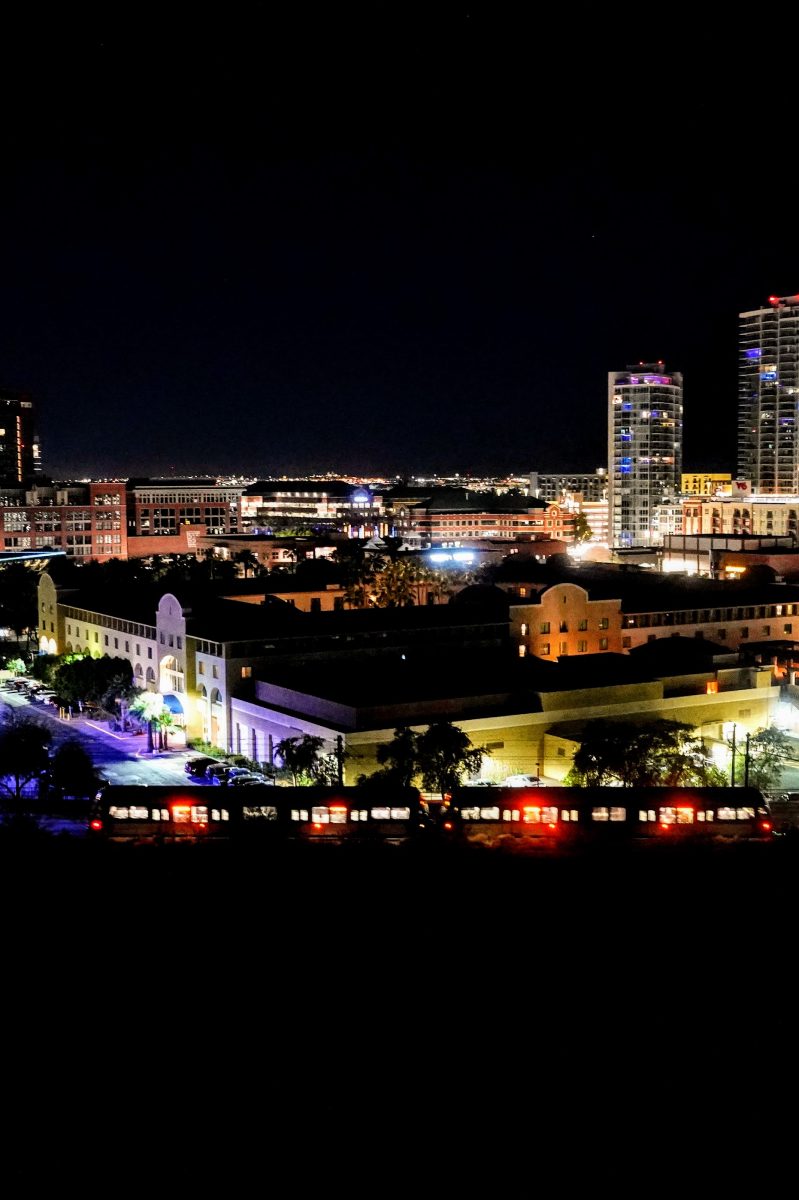 Tempe Mission Palms and Downtown Tempe before sunrise.