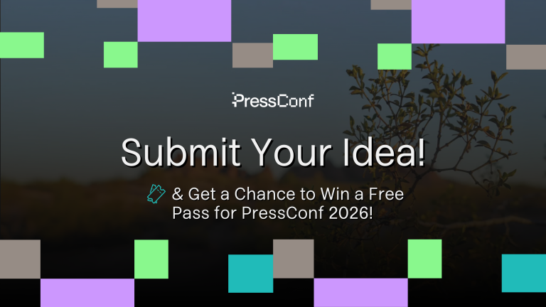 PressConf call for challenging topic submissions and a chance to win a free pass.